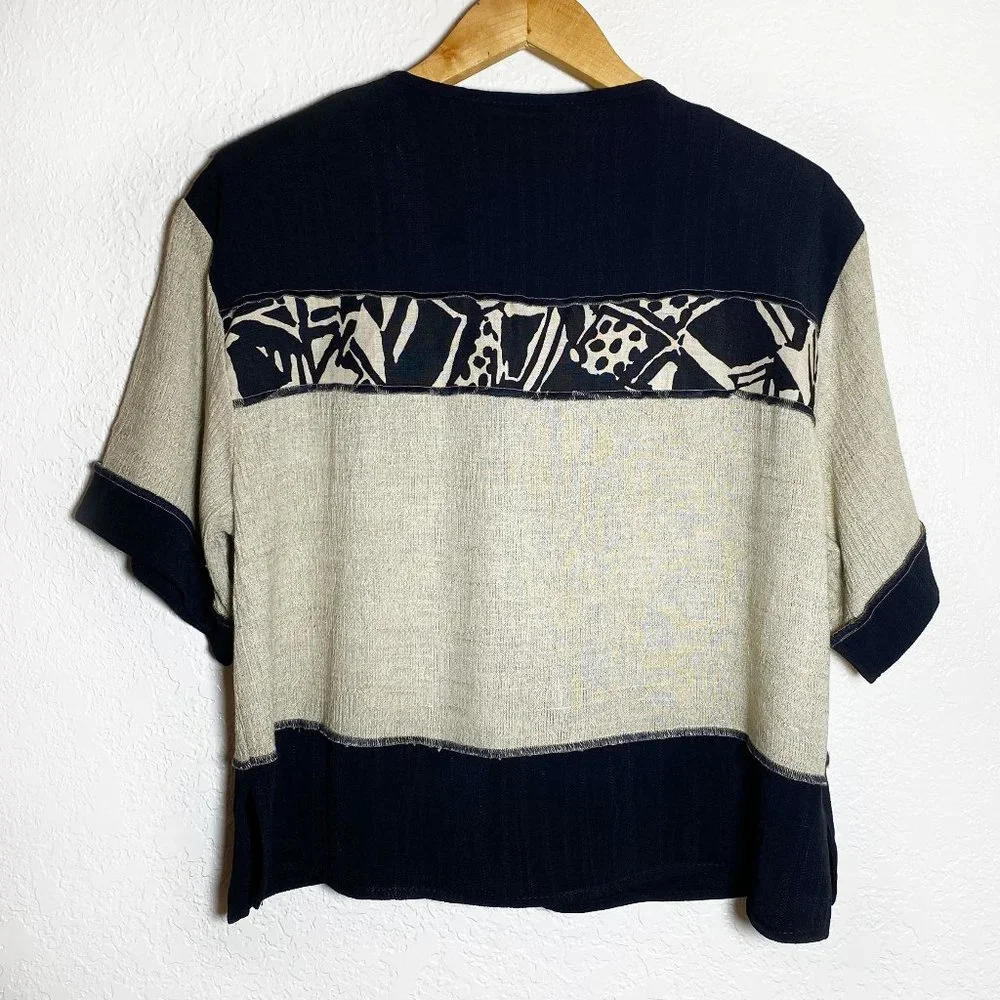 VINTAGE Spencer Alexis Patchwork Art Top Embroidered Shoulder Pads Size 12 - Picture 4 of 5